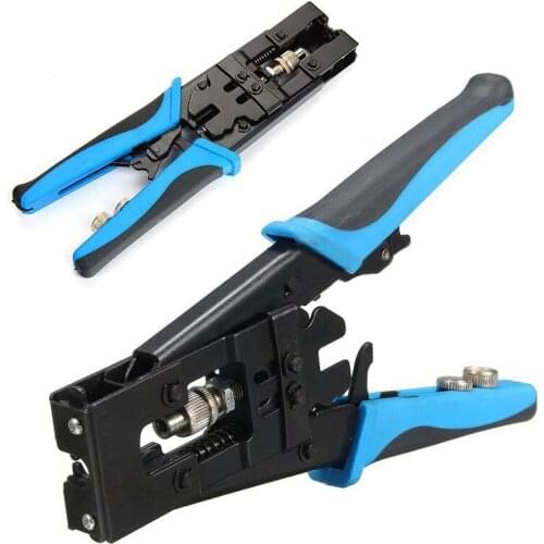 1pc Durable Coax Compression Crimper Tool BNC/RCA/F Crimp Connector RG59/58/6 Cable Wire Cutter Adjustable Crimping Plier