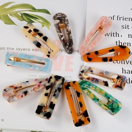 2021 Women Girls Acrylic Acetate Rectangle Headwear Hair Clips Tin Foil Sequins Hairpins Barrettes Headband Hair Accessories