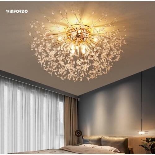 2021 Firework Pendant Lamp Chandelier LED G9 Ceiling Light With Crystal Branches for Bedroom / Dinning Room 110V/220V Winfordo