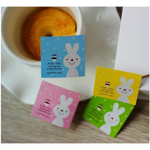 240 stickers/lot rabbit pattern self-adhesive paper sticker for decoration/gift/baking, Item No.TK51