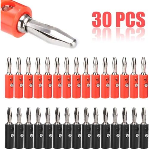 30pcs/pack 4mm Banana Plug Connector Screw Type Musical Speaker Cable Wire Pin Banana Plug Connectors