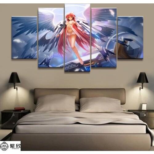 5 Panel Sora No Otoshimono Ikaros Icarus Animation Canvas Printed Painting Living Room Wall Decor Picture Works Poster Wholesale