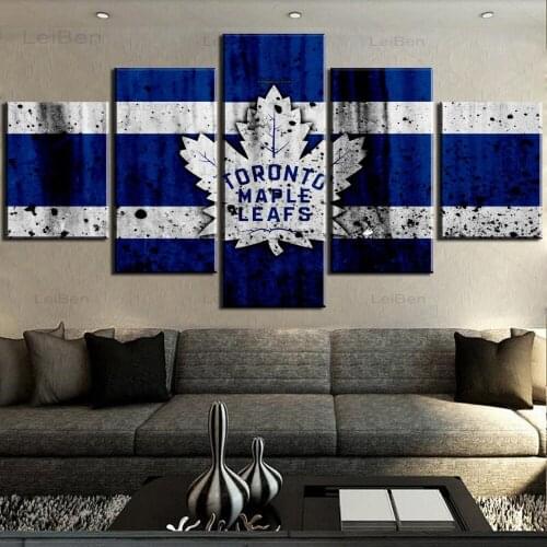 5 Pieces Ice Hockey Sport Logo Canvas Painting Wall Art Poster Home Decor Bedroom Hd Modular Pictures and Prints Frameless Mural