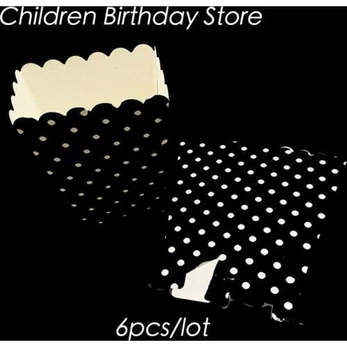 6pcs/lot black polka dots theme popcorn boxes black dots theme birthday party decorations baby shower polka dots popcorn case