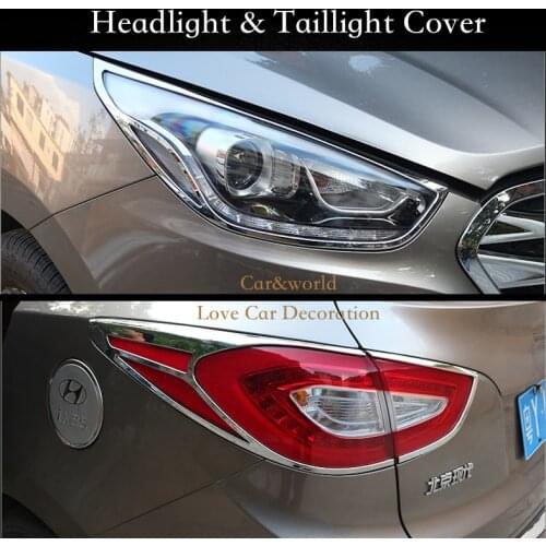 For Hyundai ix35 2013 2015 Chrome Front Rear Headlights Tail Lights Lamp Cover Trim Frame Bezel Garnish Car Styling Accessories