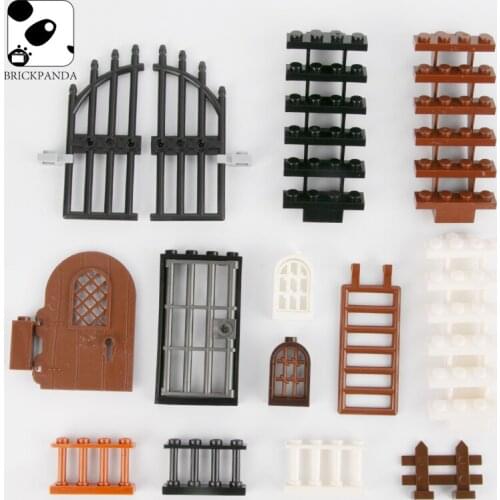 MOC City Mini Building Blocks Doors Windows Figures DIY Castle Hotel House Garden Parts Assemble Brick Fence Kids Toy Gifts