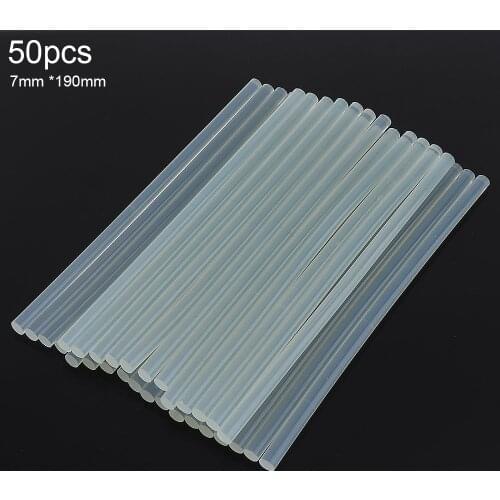 50pcs/set 7mmx190mm Transparent Hot Melt Gun Glue Sticks Gun Adhesive DIY Tools for Hot Melt Glue Gun Repair Alloy Accessories