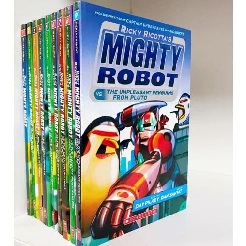 6-12 year 8 book/set Dav Pilkey Ricky Ricottas Mighty Robot Children English picture books Elementary chapter comic book