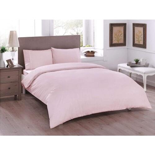 TAÇ Ranforce Double Duvet Cover Set Basic Light Pink-Duvet cover: 200x220 cm Bed sheet: 240x260 cm Pillow Case: 50x70 cm (2 Piec