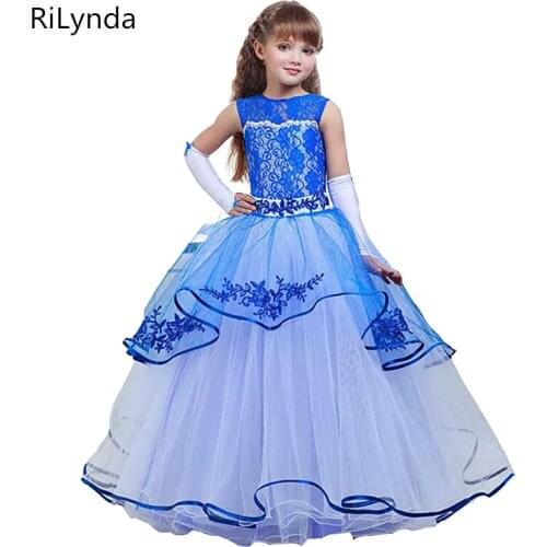 Flower Girl Dresses For Weddings Lace Ball Gown Sleeveless Kids Evening Gown First Communion Dresses For Girls Vestido Longo