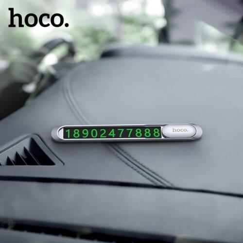 Hoco Metal Car Temporary Parking Card Plate Sticker Phone Number Holer Night Luminous Hidden Temporary Parking Card Accesscories