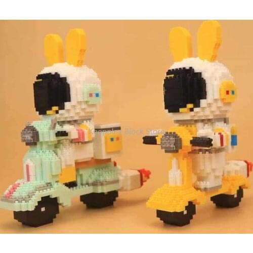 Cute Interstellar Motorcycle Micro Building Blocks Scooter Mars Exploration Vehicle Car Mini Bricks Molde Figures Toys For Kid