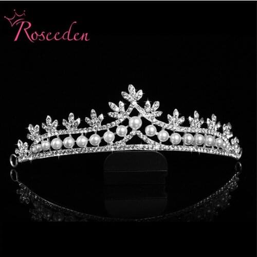 Fashion Korean Style Women Beautiful Pearl Wedding Accessorios Rhinestone Female High-quality Wedding Tiaras and Crown RE136