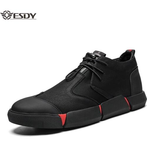 Mens Leather Casual Shoes 2019 Hight Quality All Black Leather Shoes Men Comfortable Breathable Sneakers Men Fashion Flat Shoes