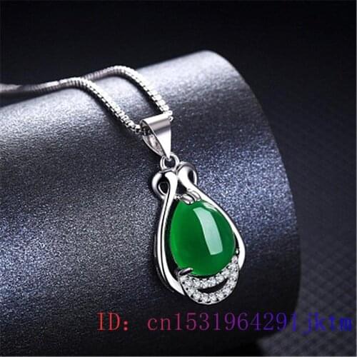 Jade Water droplet Pendant Chinese Crystal Amulet Chalcedony Women 925 Silver Jewelry Necklace Zircon Natural Charm Fashion