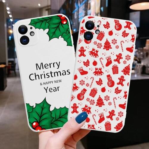 FLYRUI Christmas New Year Gift Soft White Phone Case For iPhone 11 12 Pro Max XR X XS Max X 7 8 SE 2020 Back Cover Coque Fundas