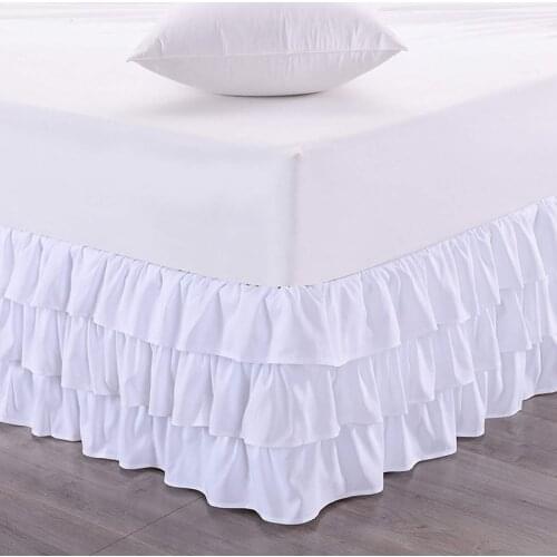 Newly Ruffled Bed Skirt 3 Layers Elastic Bed Skirt Bed Cover Without Surface Home Bedding Hotel Bed Skirt Home Textile