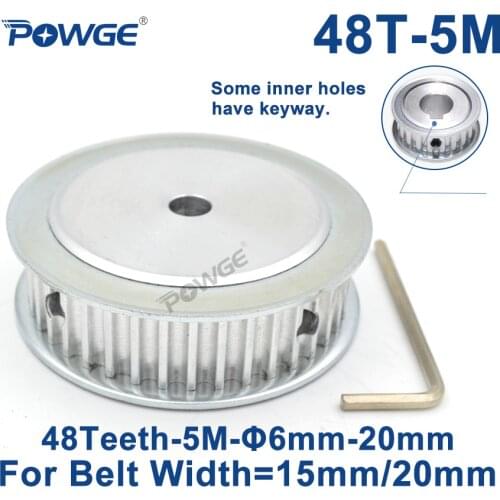 POWGE HTD 5M 48 Teeth Synchronous Timing Pulley Bore 8/10/12/14/15/19/20/22/25mm for Width 15/20mm HTD5M wheel Gear 48T 48Teeth