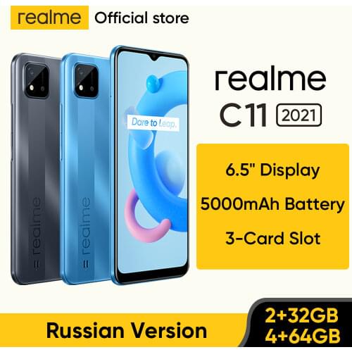 Realme C11 2021 Global Russian Version 2GB RAM 32GB ROM 6.5" HD+ 5000mAh Long-Lasting Battery NFC
