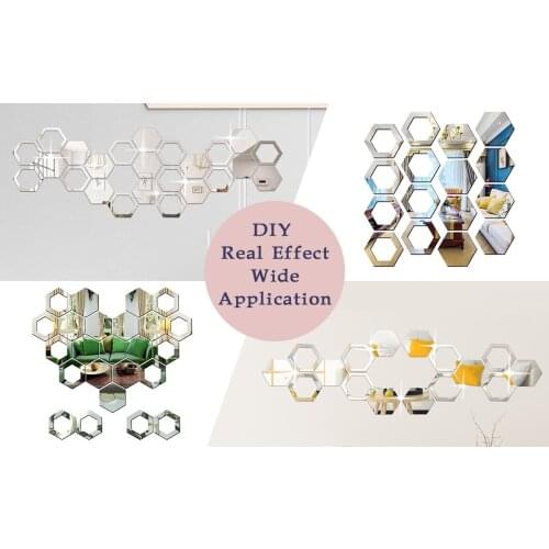 Honeycomb Hexagonal Mirror Sticker Acrylic Hexagonal Frame Mirror Sticker home decoration accessories for living room