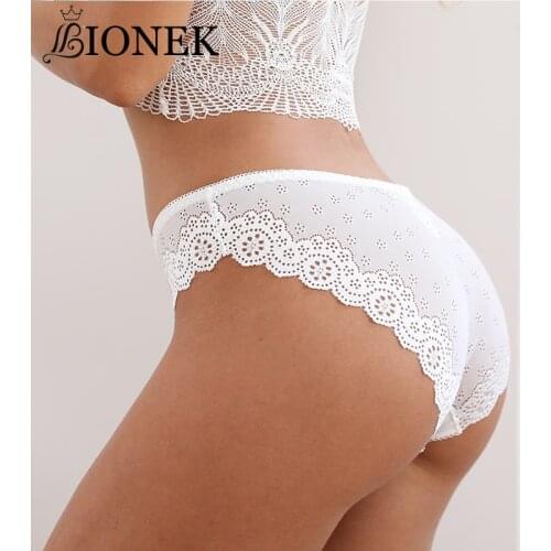 BIONEK Solid Laciness Briefs For Women Breathable Cotton Womens Underwear Panties Intimates Lingerie Female Sexy Knickers