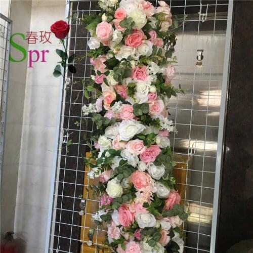 SPR Free Shipping customized arch design flower 2m/pcs wedding decoration flower wall backdrop table centerpiece floral