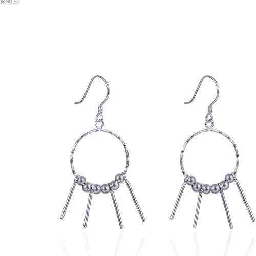 Fashion Women 925 Sterling Silver Jewelry Round Cylindrical Beads Sun Shape Earrings Inlaid Earring Silver Earrings For Girl