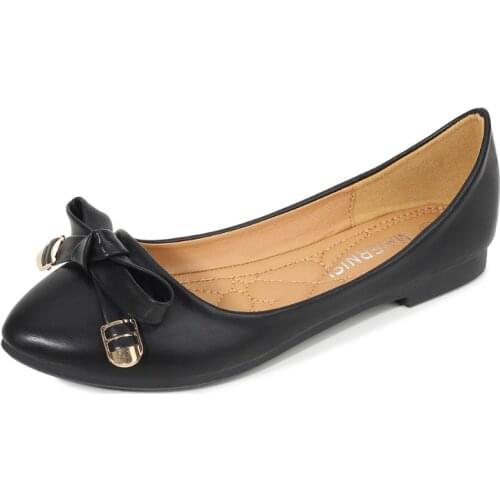 MAIERNISI Large Size 45 46 Woman Casual Shoes Butterfly-knot Design Ladies Pointed Toe Flat Shoes Basic Style Loafers Ballerina