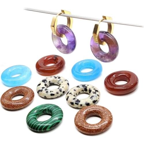 1 Pair Exquisite Stainless Steel Earrings Natural Stone Amethyst Agate Earrings Fashion Earrings Golden Jewelry for Girlfriend