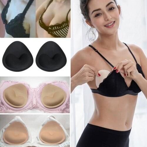 1 Pair Sponge Bra Pads Woman Swimsuit Pads Sponge Foam Push up Enhancer Chest Cup Breast Swimwear Inserts Triangle Bra Pad