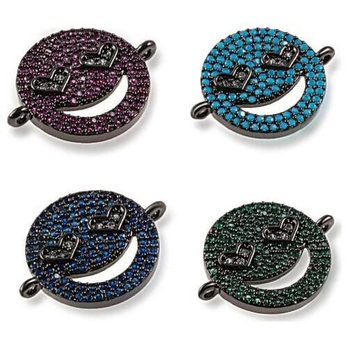 15*19mm Cute face crystal micro pave cz zircon cubic zirconia beads DIY Copper necklace charm bracelet connectors tfg243
