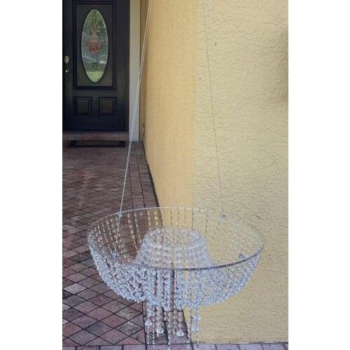 18 Inch Crystal Cake Rack Chandelier Style Drape Suspended Swing Cake Stand Round Hanging Cake Stands Wedding Centerpiece