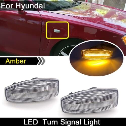 2Pcs For Hyundai Sonata Tucson Elantra Tiburon Accent Clear Lens Car Front LED Side Marker Light Amber Turn Signal Lamp