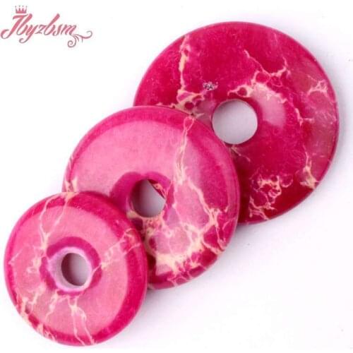 25/30/35mm Natural Donut Round Plum Sea Sedimen Stone Beads For DIY Pandant Necklace Jewelry Making Accessories 1 Pcs