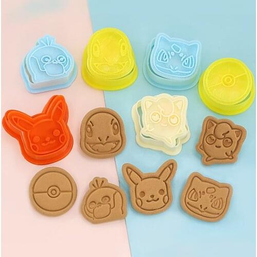 Anime Pokemon Figures Cookie Mold Cute Cartoon DIY Bakery Desserts Biscuit Press Stamp Embosser Sugar Pasty Cake Mould Gift Toys