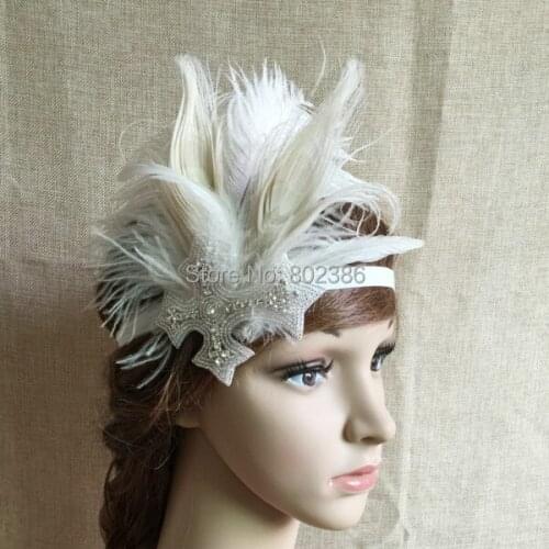 Free Shipping Girl Feather Rhinestone Headband