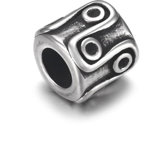 Stainless Steel Cylinder Bead Polished 5mm Large Hole Metal Beads Bracelet Charms for DIY Jewelry Making Accessories