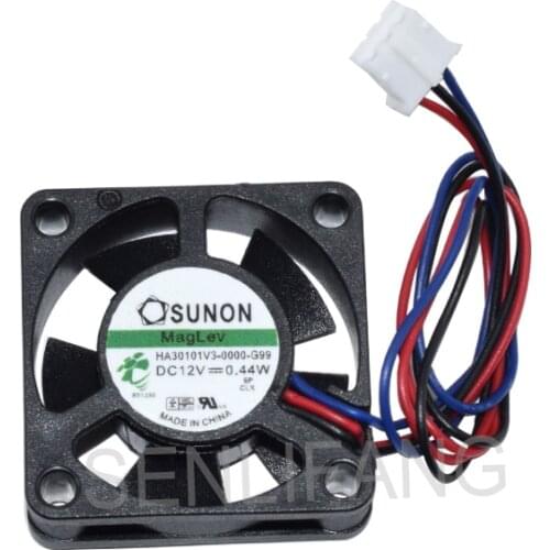 For SUNON HA30101V3-0000-G99 DC 12V 0.44W 30x30x10mm Three Pins Square Cooling Fan