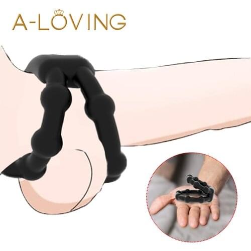 Double Cock Lock Ring Scrotum Bind Elastic Sex Toys for Men Erection Penis Ring Male Dick Delay Ejaculation Testicle Ring