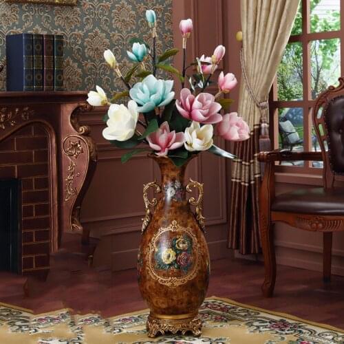 European Floor Large Ceramic Vase Dried Flower Arrangement Home Livingroom Furnishings Crafts Hotel Villa Ornaments Decoration