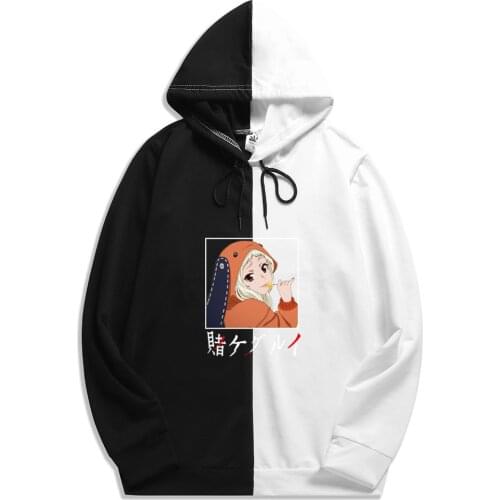 Harajuku Hip Hop Fleece Hip Hop Sweatshirt Anime Kakegurui Print Hoodie Yomotsuki Runa The Sharingan Double Color Hoodies