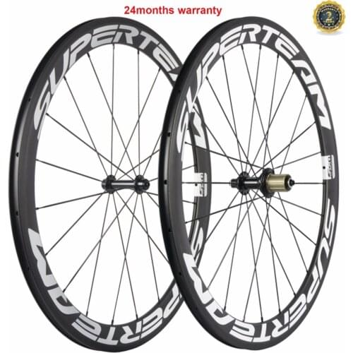 SUPERTEAM 700C Tubular Carbon Wheels 50mm Road Wheelset Clincher Bicycle Wheels Basalt Braking Surface R13 Hub