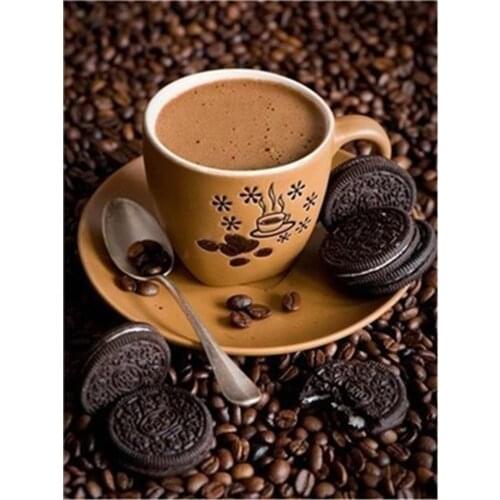 Coffee Cup Flowers Kitchen DIY Cross Stitch Embroidery 11CT Kits Craft Needlework Set Printed Canvas Cotton Thread Room