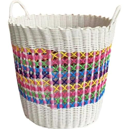 TT Storage Basket Laundry Basket Rattan Blue Frame Clothing Toys Household Clothes Basket Barrel