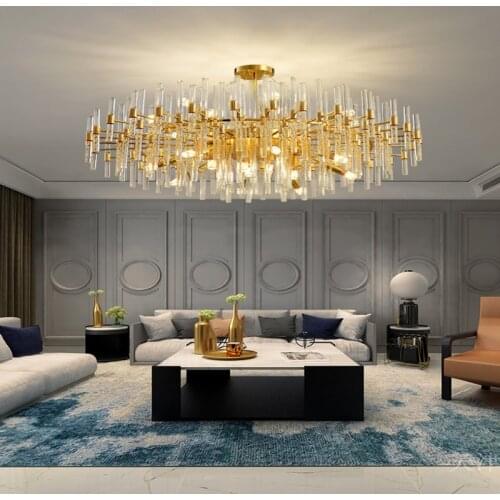 Round Light Luxury Living Room Crystal Simple Postmodern Nordic Dining Chandelier