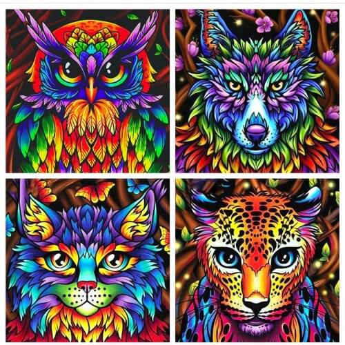 Cartoon owl cat leopard Full Square/Round Diamond Painting Animal wolf 5D DIY Diamond Embroidery Mosaic Art kids room decor