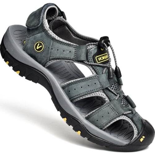 Genuine Leather Men Shoes Summer New Large Size Mens Sandals Men Sandals Fashion Sandals Slippers Big Size 38-47