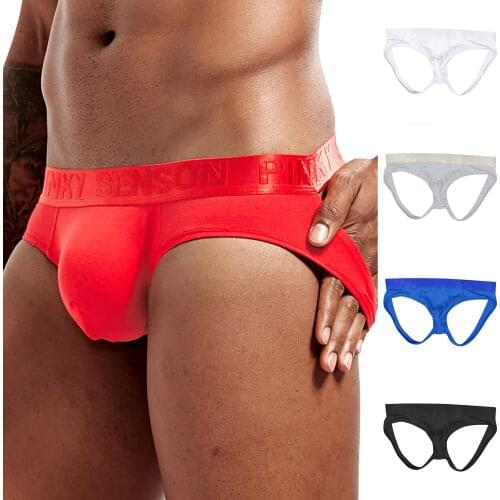 2021 Mens Sexy Double Tripod Solid Color Underwear Low Waist Sports Briefs Mens Sexy Breathable Thong Briefs F Fast Ship