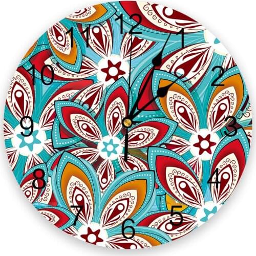 Mandala Flower Ethnic 3d Wall Clock Modern Design Farmhouse Decor Kitchen Vintage PVC Round Clock Living Room Decoration