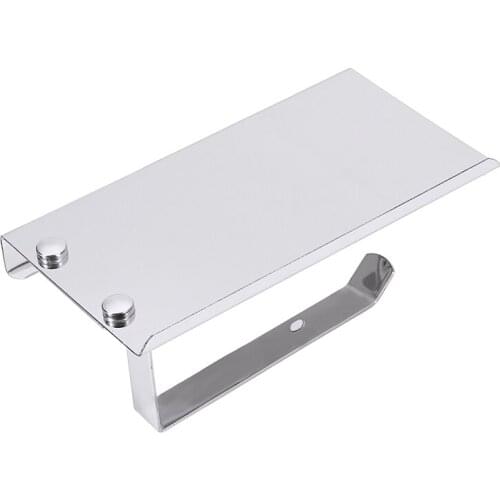 Wall Mounted Stainless Steel Bathroom Paper Holder with Mobile Phone Shelf Black Toilet Paper Holder Roll Tissue Paper Holder